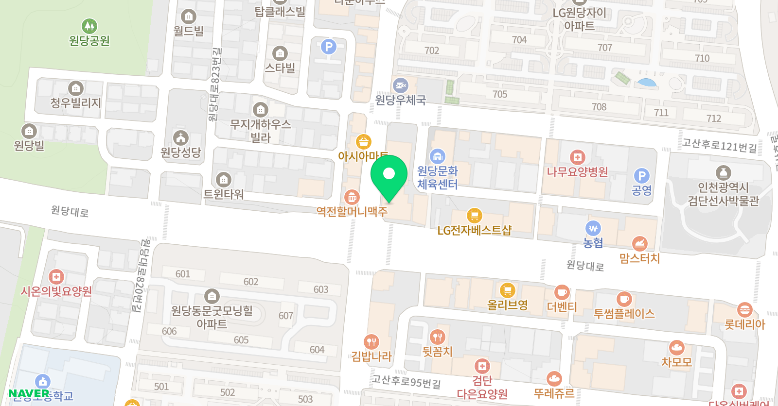 기탄 사고력교실 검단원당학원 위치