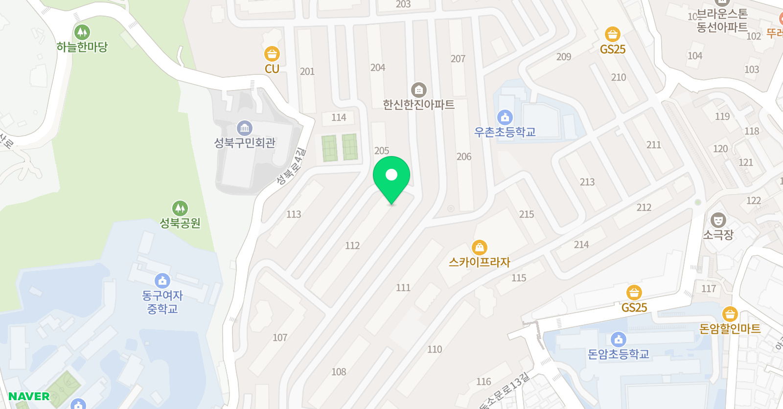 튼튼영어마스터클럽 영어학원 돈암학원 위치