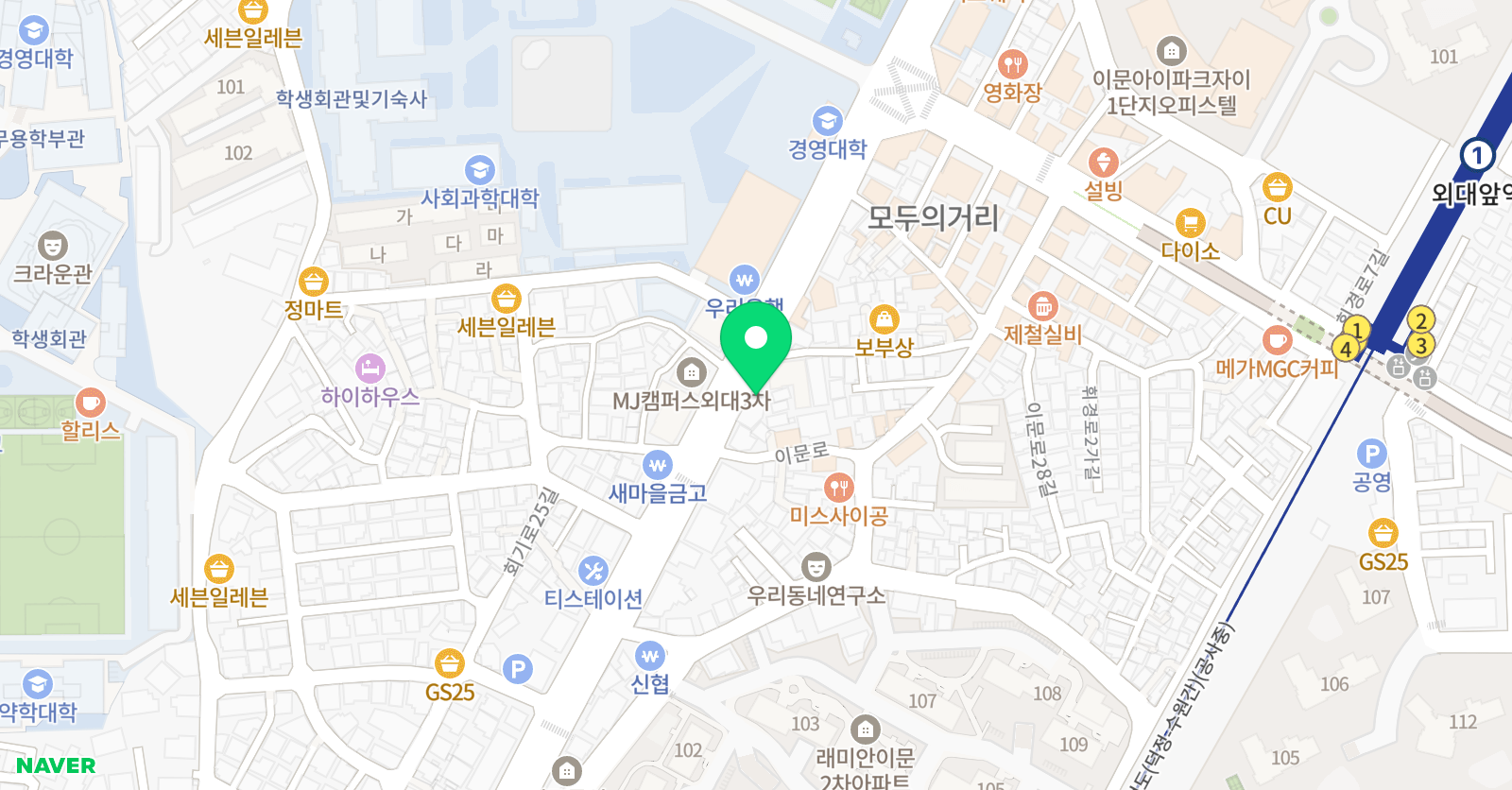 버닝댄스 학원 외대점 위치