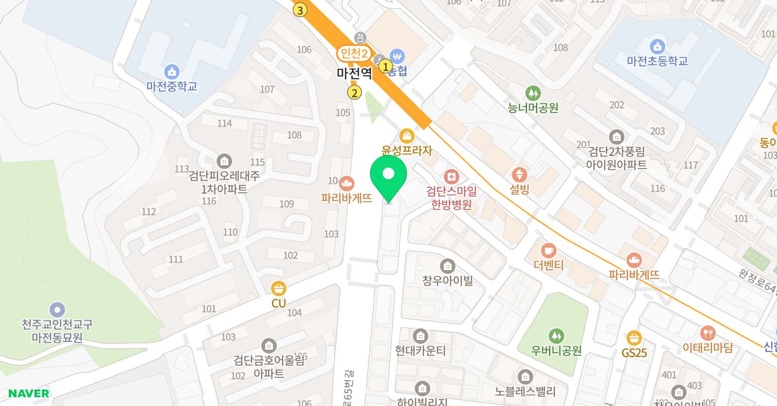 정샘 학원 위치