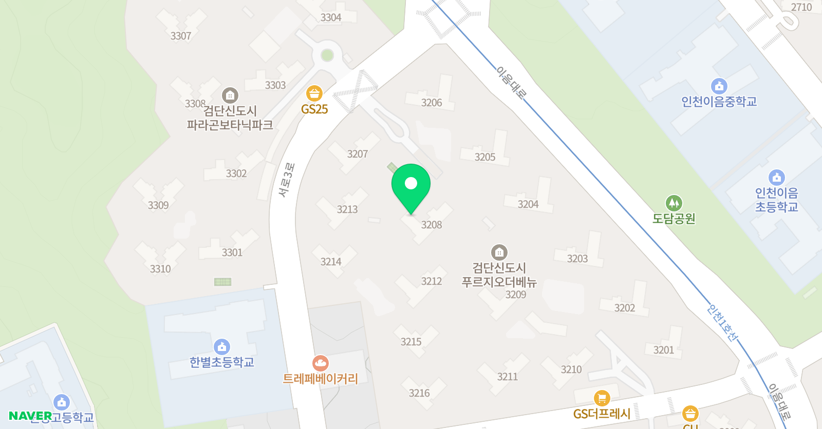 기탄 사고력교실 검단푸르지오더베뉴1점 위치