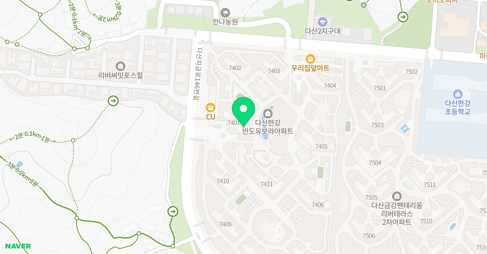 다산 지금 유보라 위치