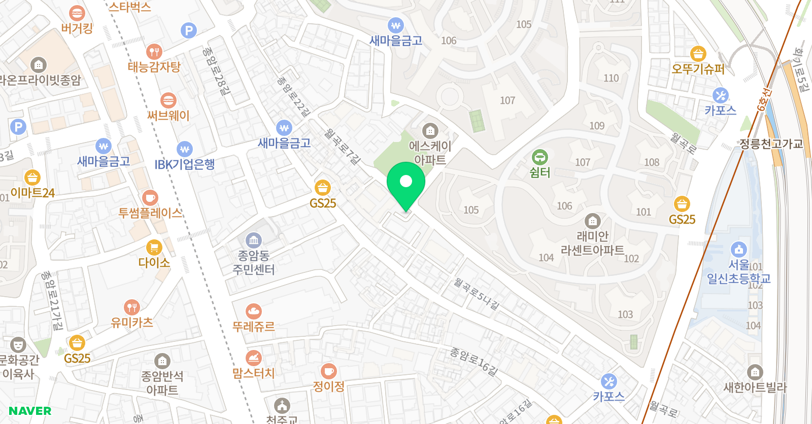 ERC 영어독서클럽학원 종암꿀벌점 위치