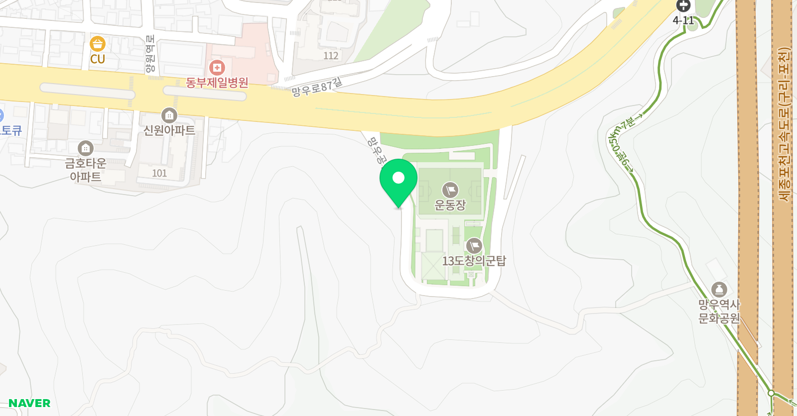 중랑구리틀 야구단 위치