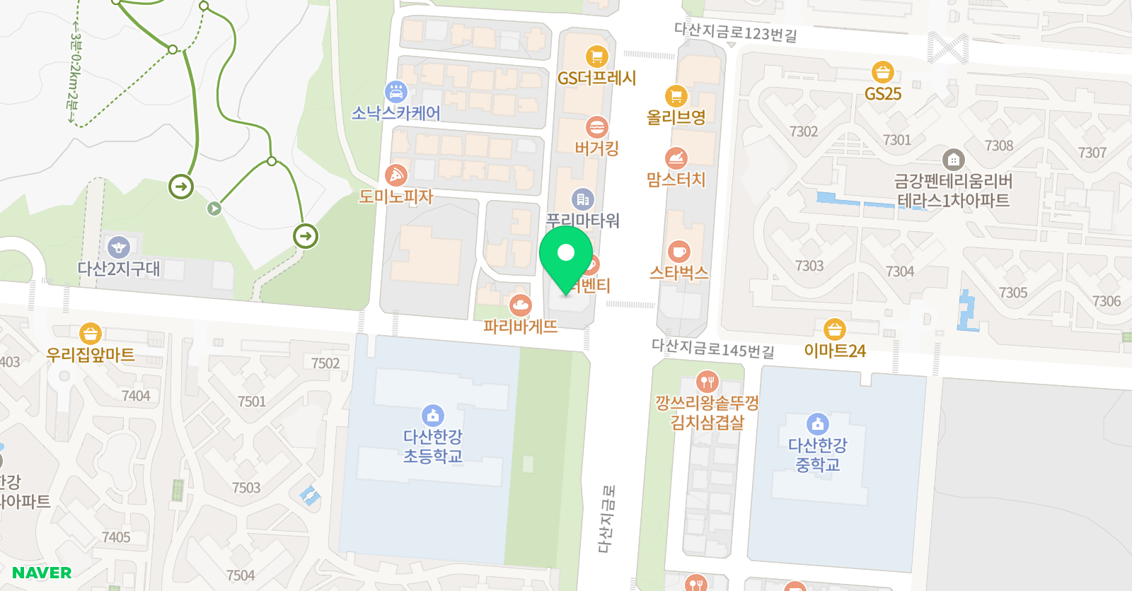 다산주짓수 락 위치