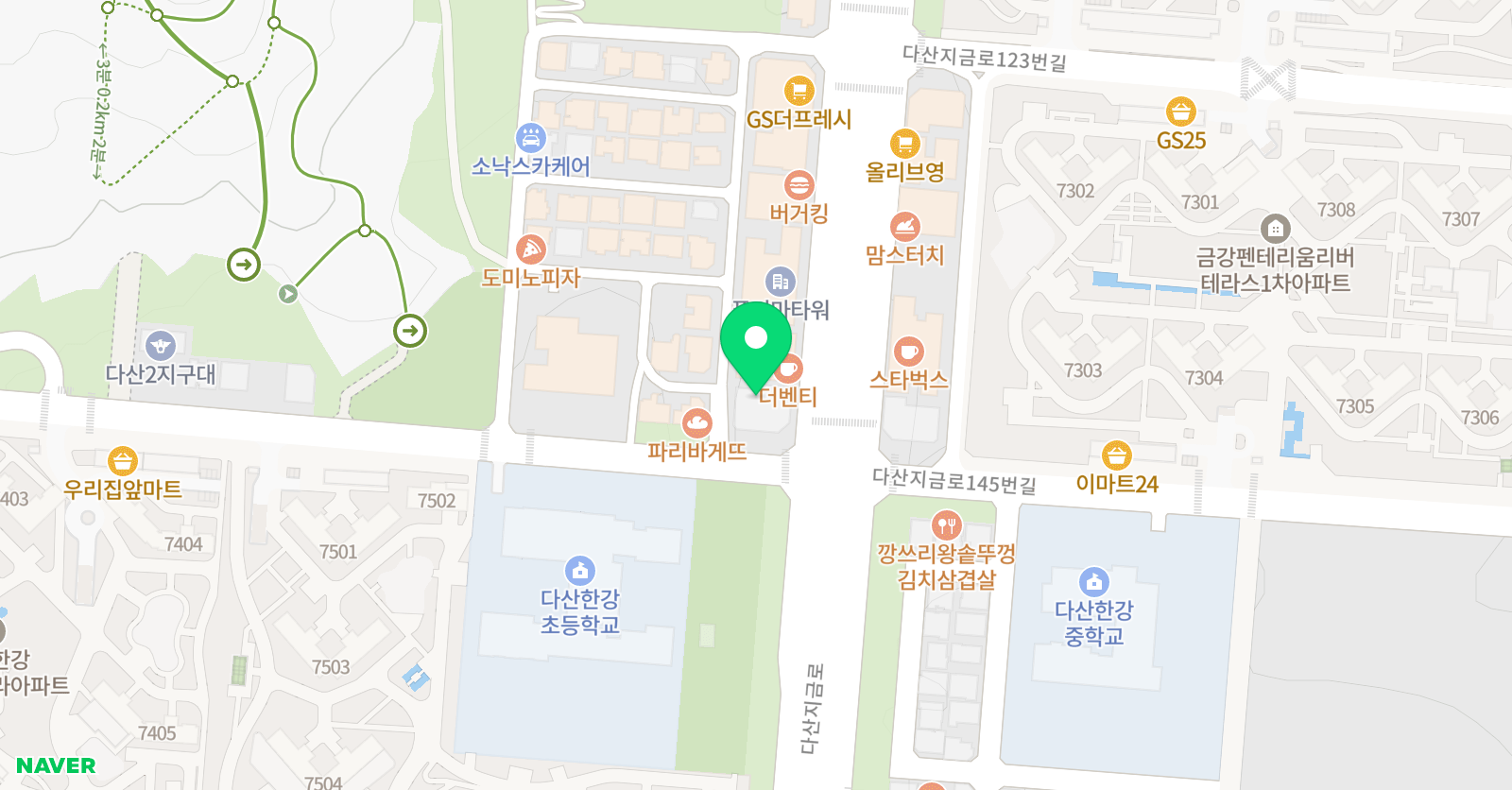 다산용인대석사경일 태권도 위치