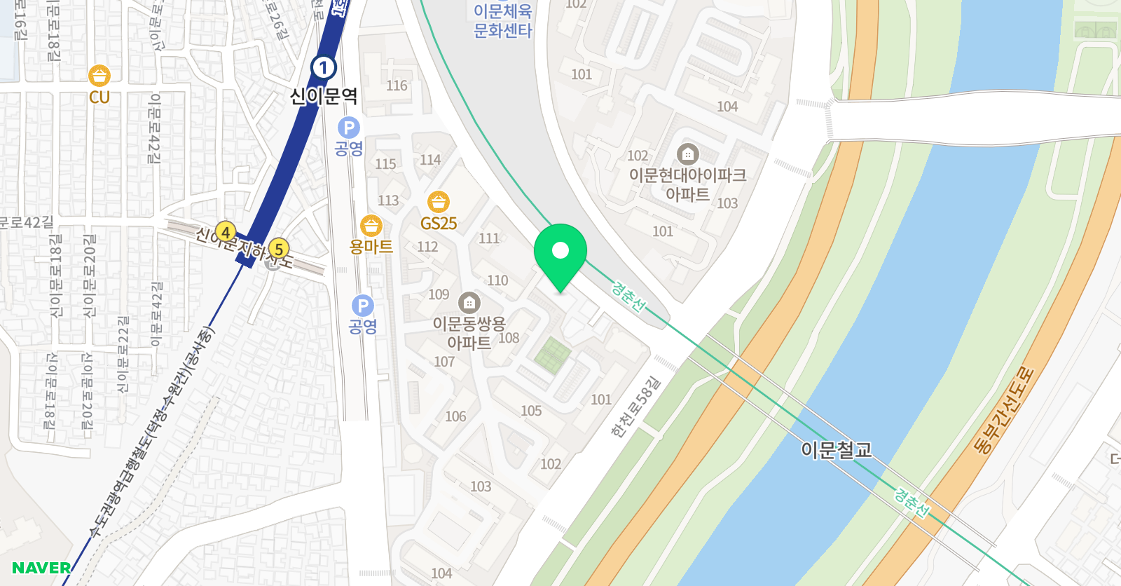 E&B 학원 위치