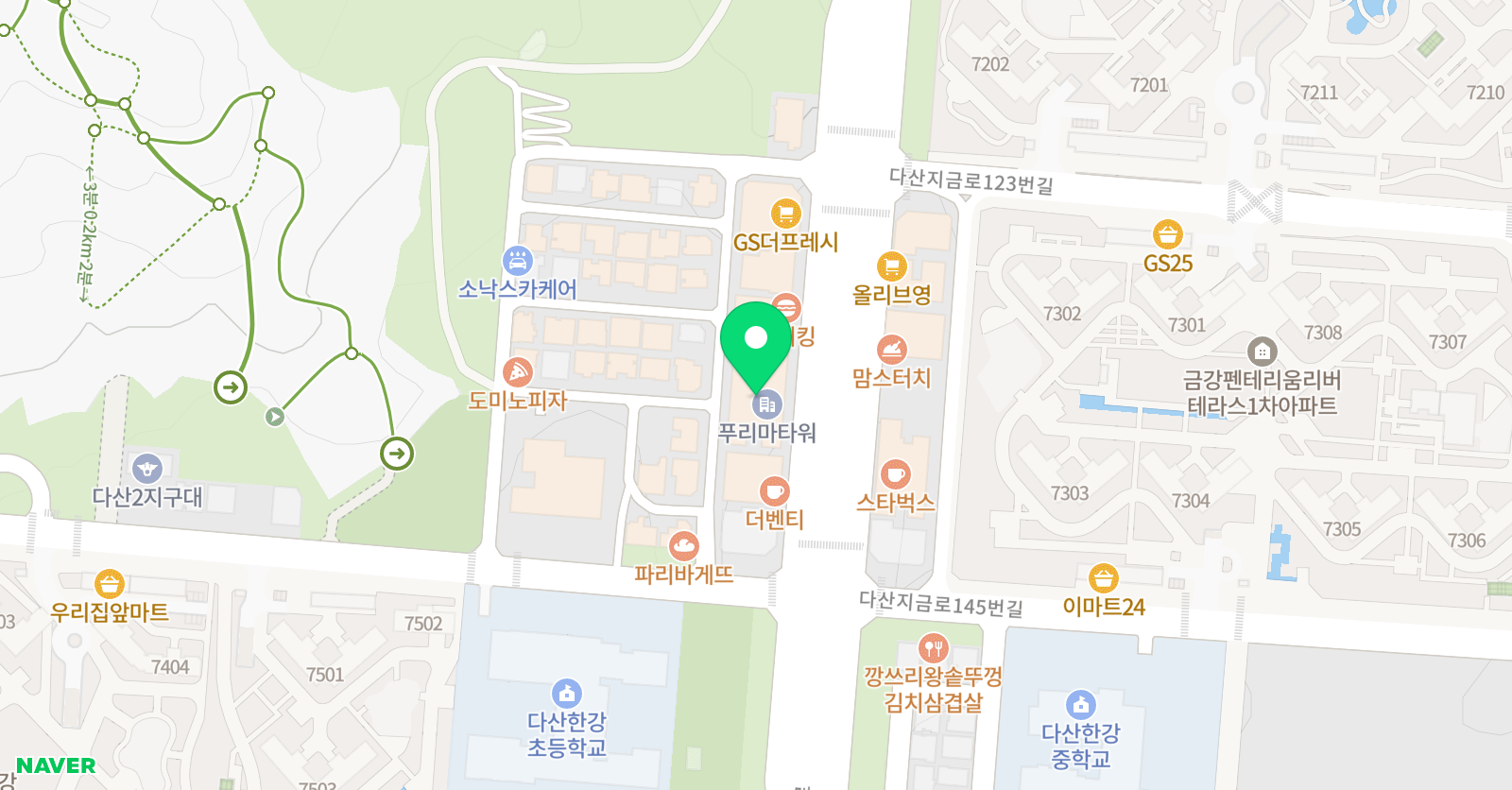 삼성영어셀레나 다산한강 학원 위치