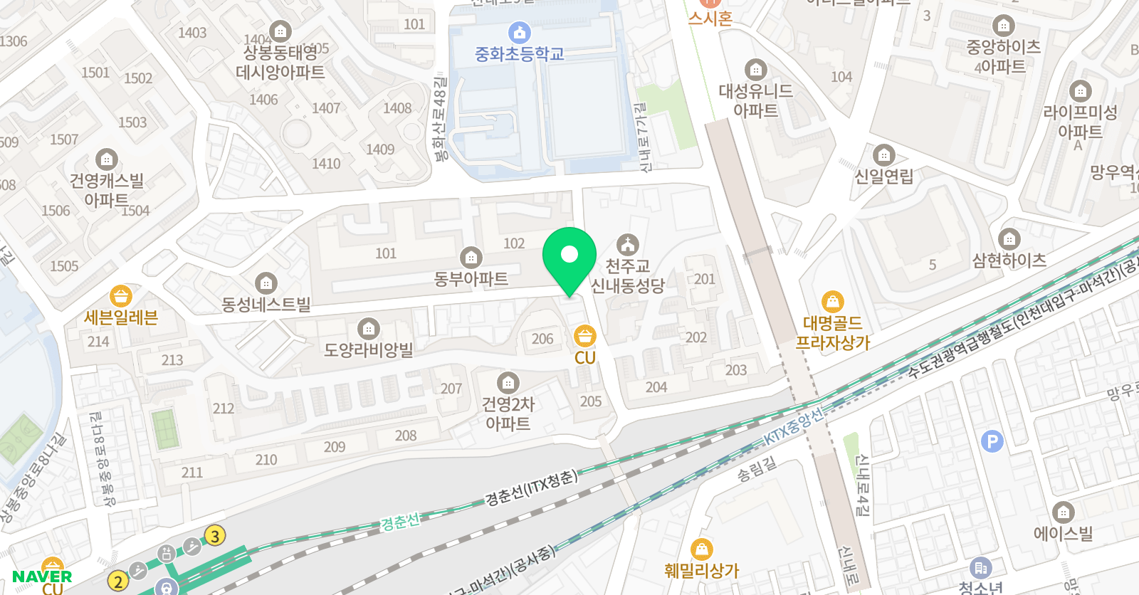 뮤엠 영어 중화초점 위치