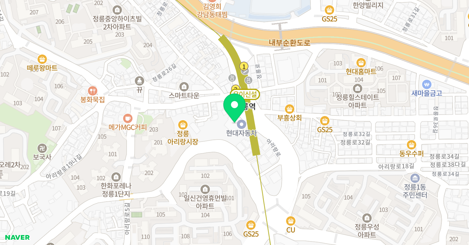캥거루짐 정릉점 위치