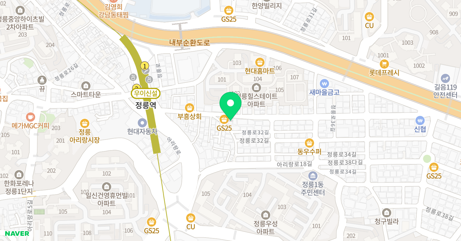 아소비 공부방 정릉아리랑점 위치