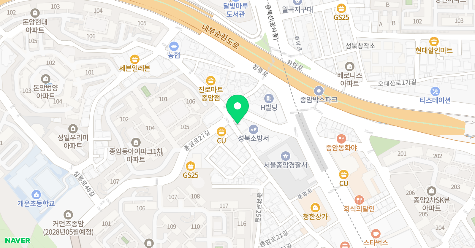 오르다샘앤클래스 성북종암 위치