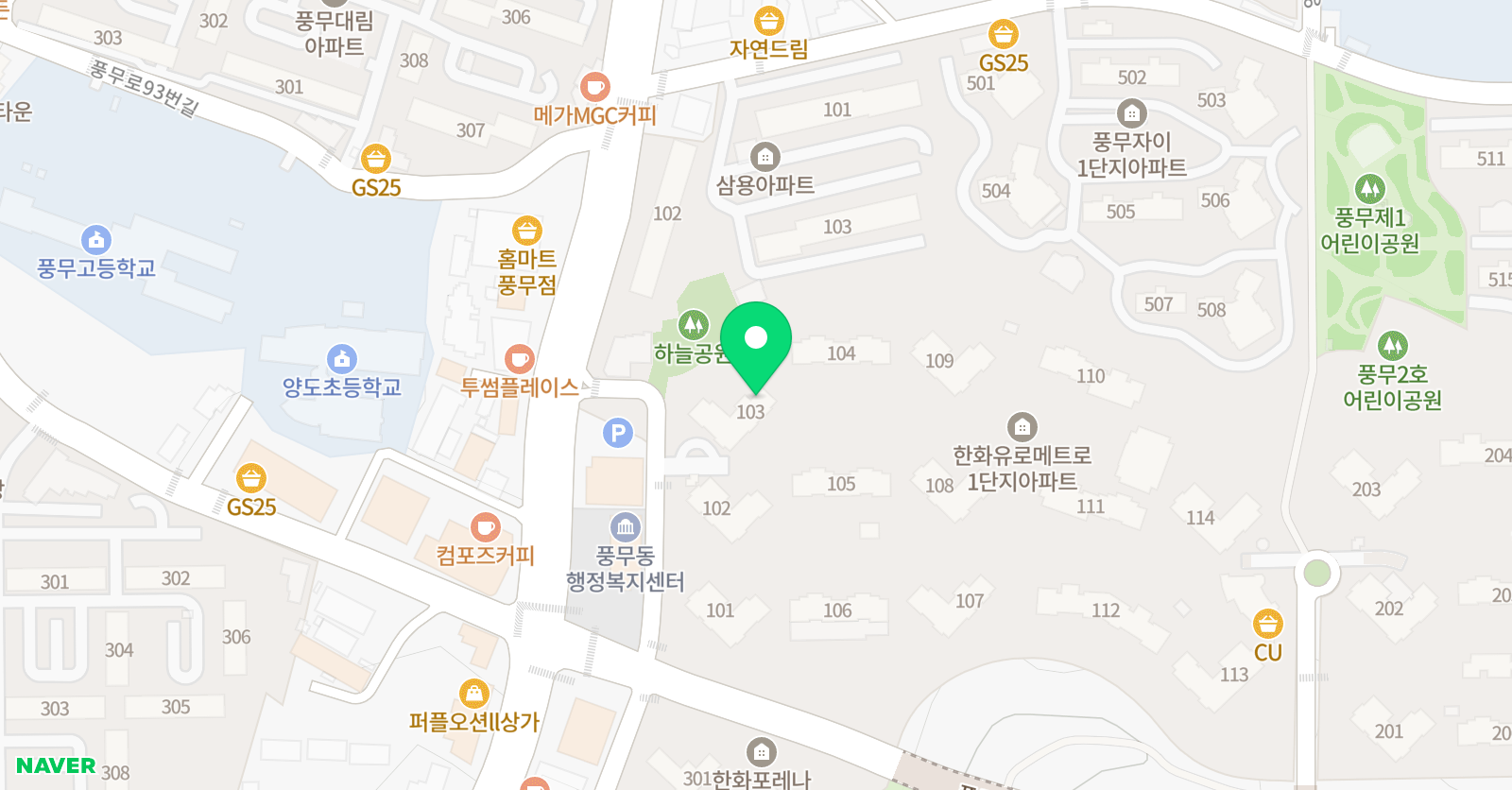 기탄사고력교실 풍무한화유로메트로1단지점 위치