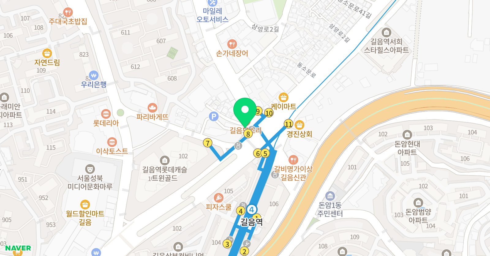 엔콕 학원 길음관 위치