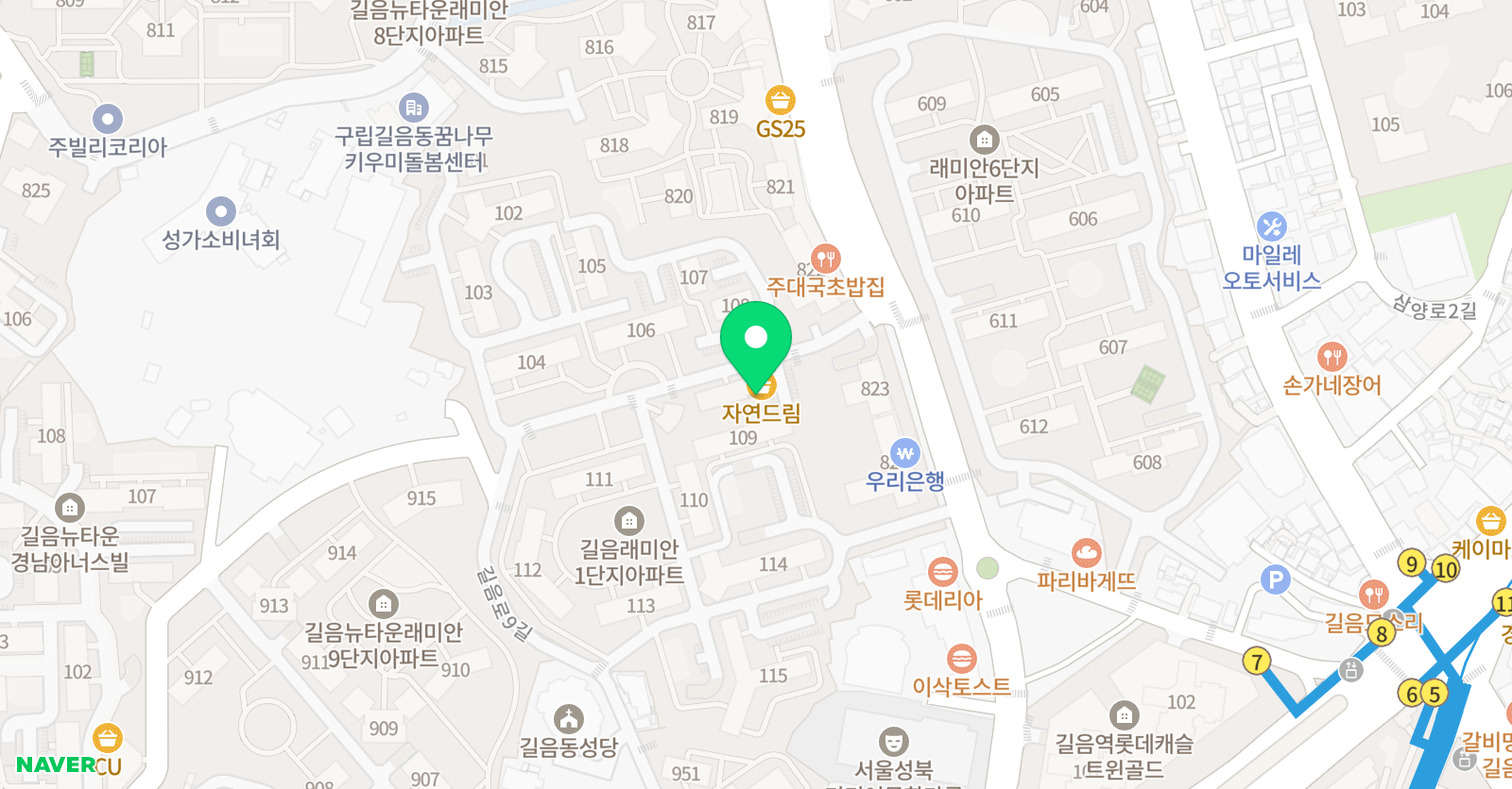GNB 영어전문학원 길음1캠퍼스 위치
