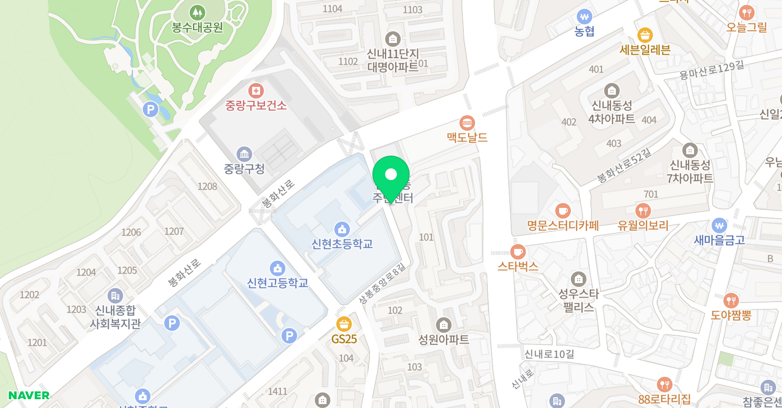 3030 신내중화초센터 위치