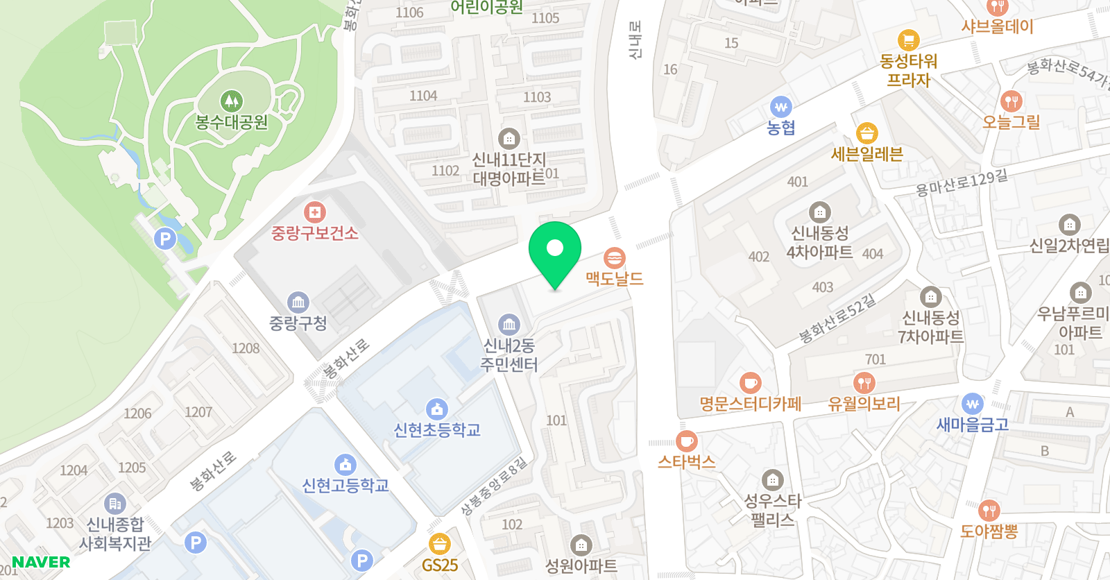 튼튼영어 베이비리그 주니어플러스 중랑센터 위치