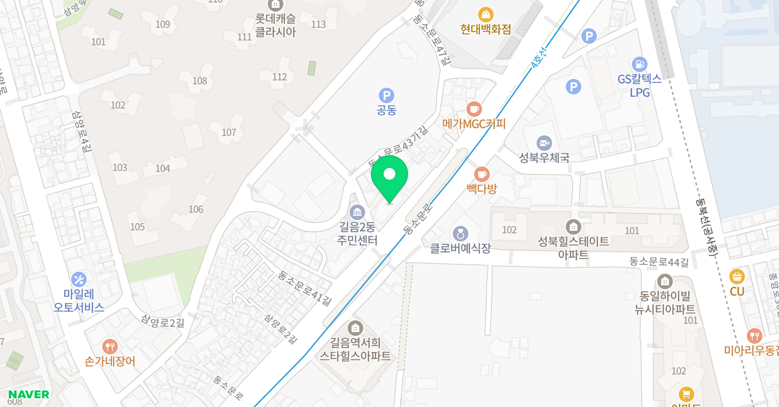 아쿠아마린키즈스윔 길음점 위치