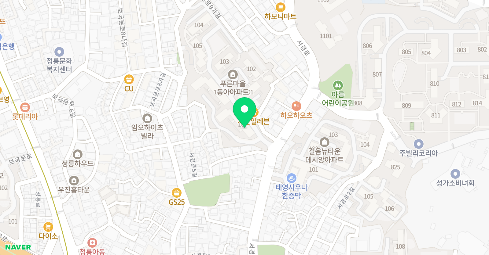 아소비 정릉푸른마을 동아점 위치