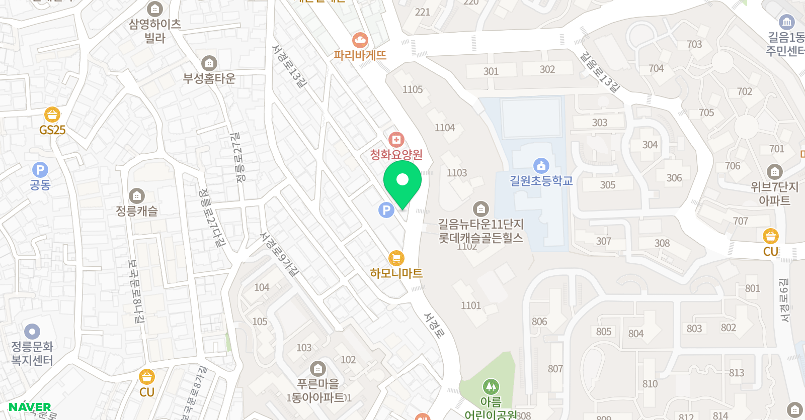 웅진씽크빅 학원 정릉 위치