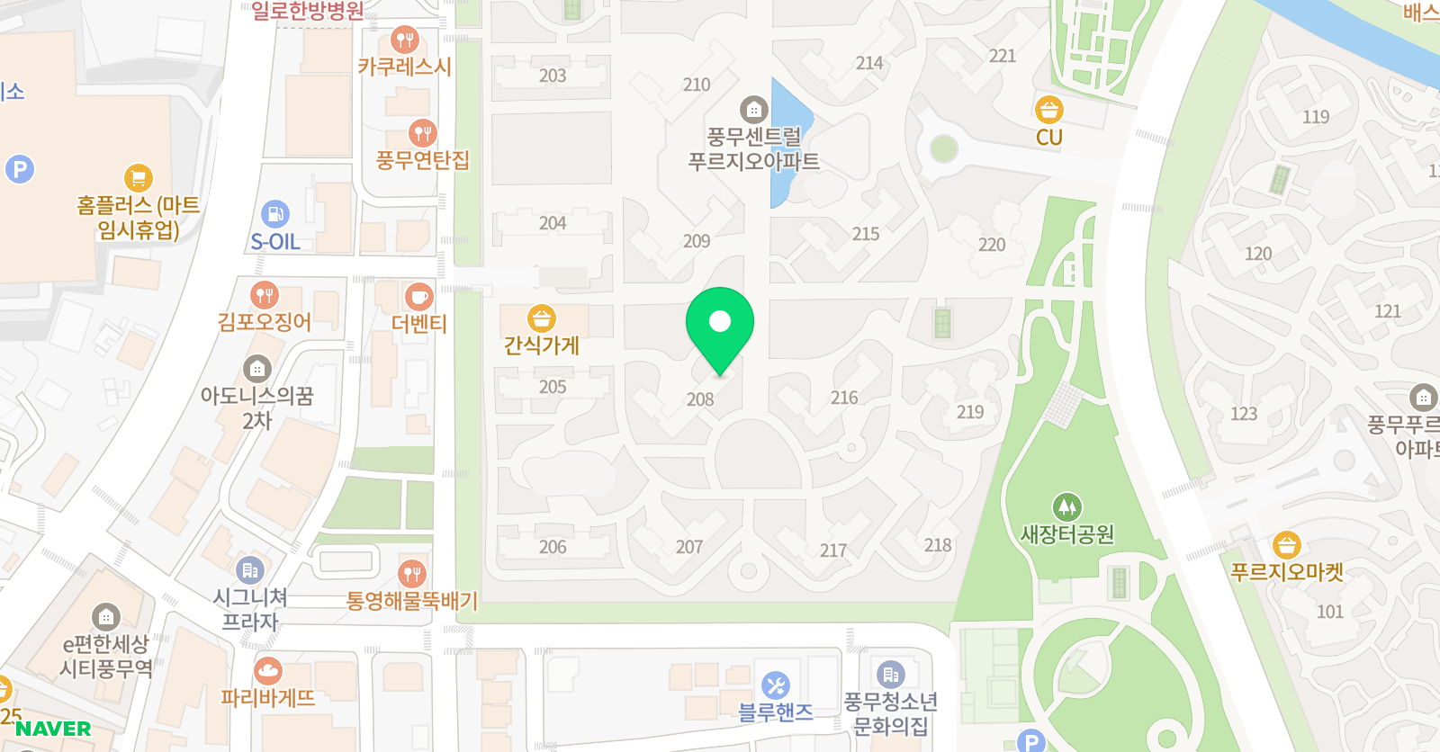 기탄 사고력교실 풍무센트럴푸르지오1점 위치