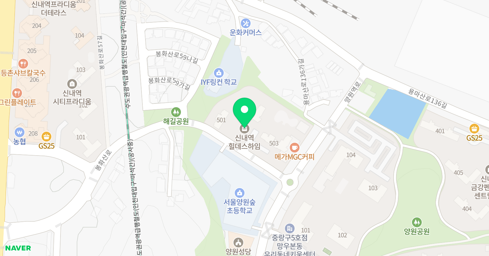 뮤엠영어 양원숲NEST 위치
