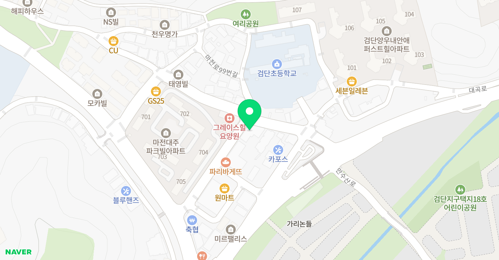 GNB 영어전문학원 검단캠퍼스 위치