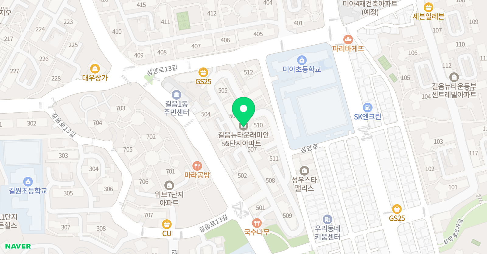 플레이팩토 길음뉴타운5단지 수학교육원 위치