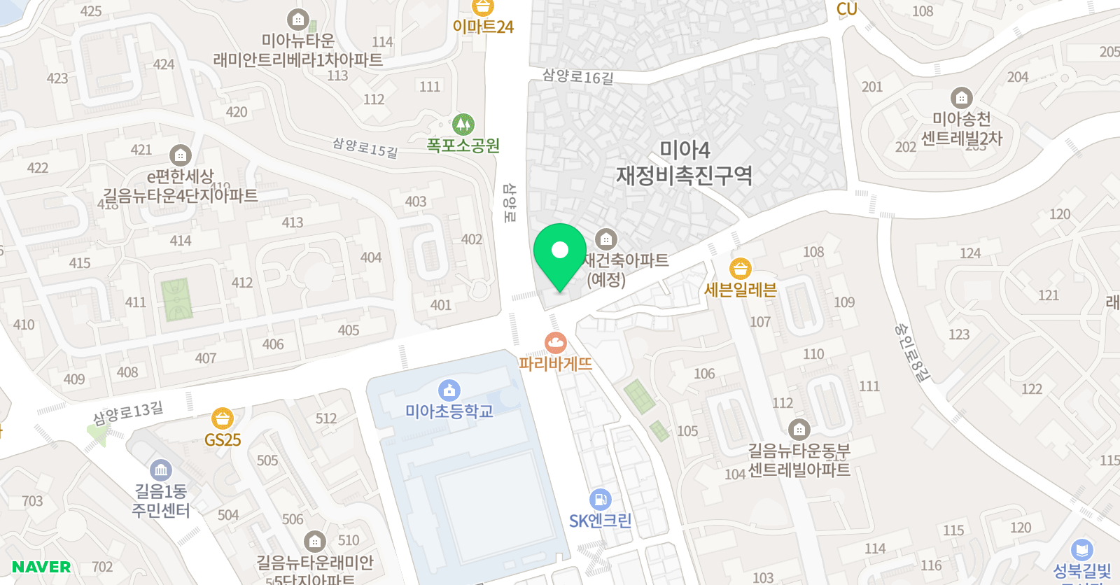GNB 영어전문학원 미아캠퍼스 위치