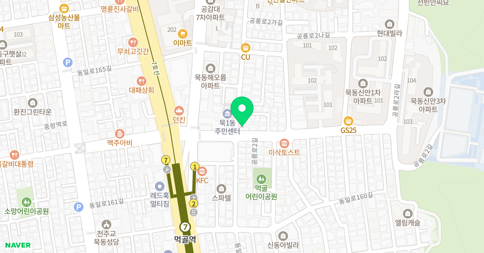 윤선생 영어숲 묵동학원 위치