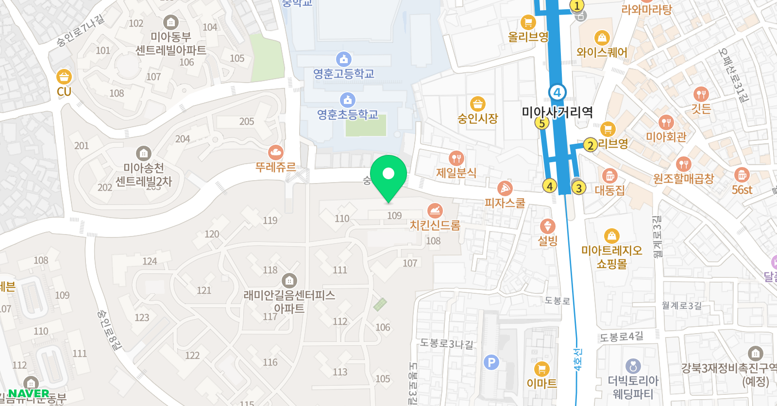 영렘브란트 길음센터 학원 위치