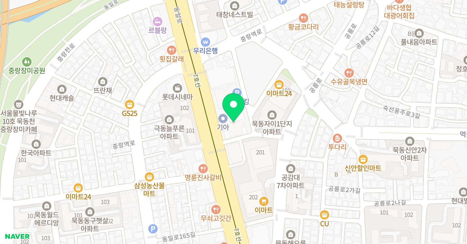 자라다남아 미술학원 중랑묵동원 위치