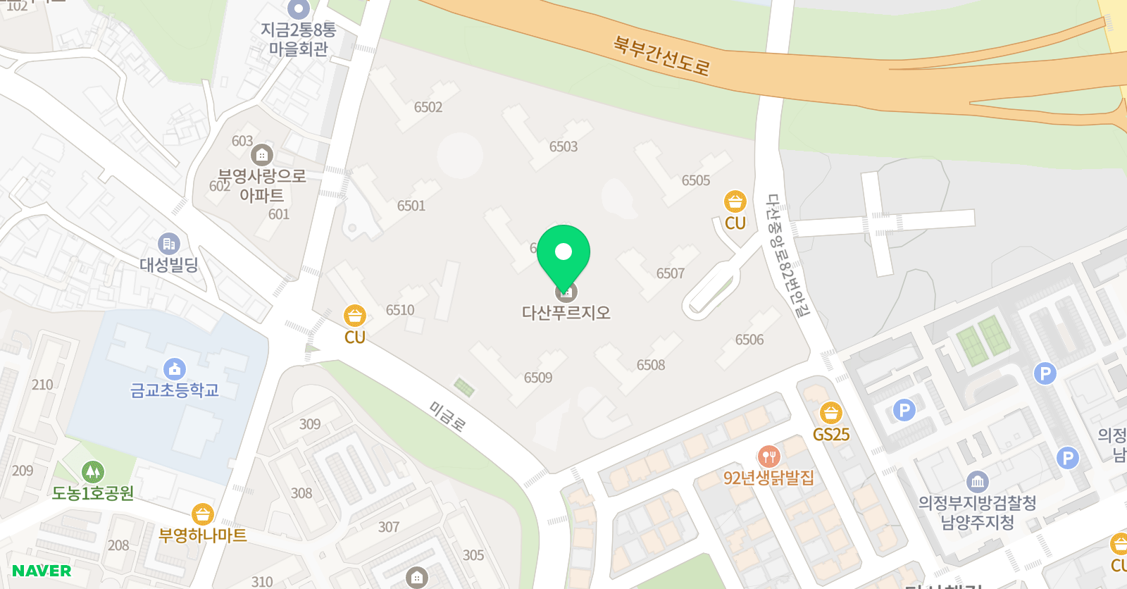 잉글리시아이 다산푸르지오점 위치
