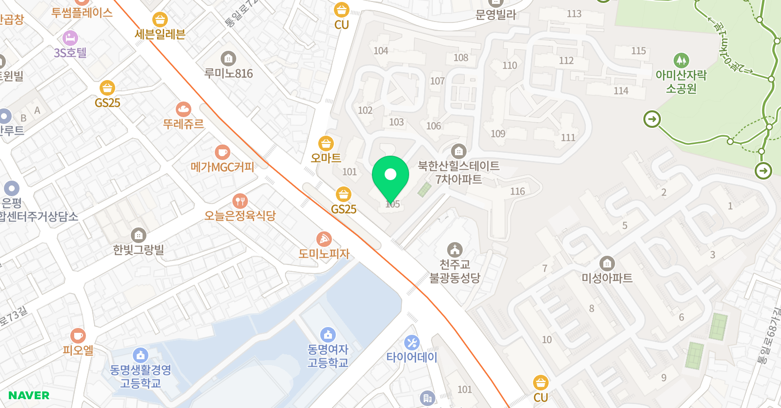 링키영어 북한산힐스테이트7차점 위치