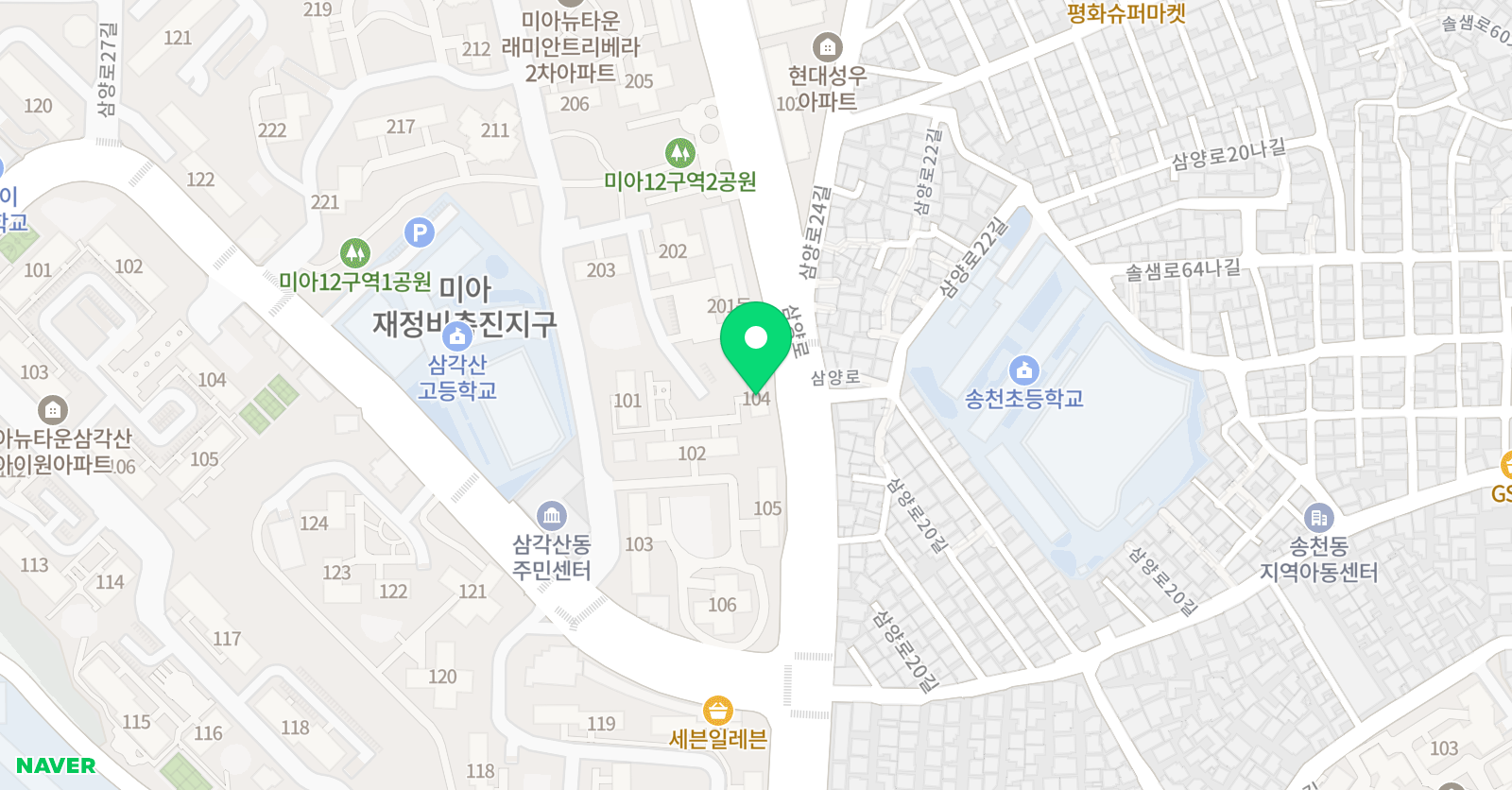 GnB 영어전문학원 미아뉴타운캠퍼스 위치