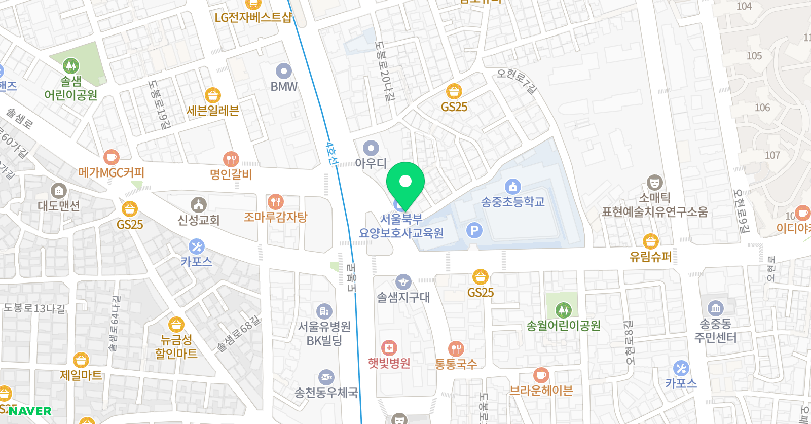 한국체대송중 태권도 위치