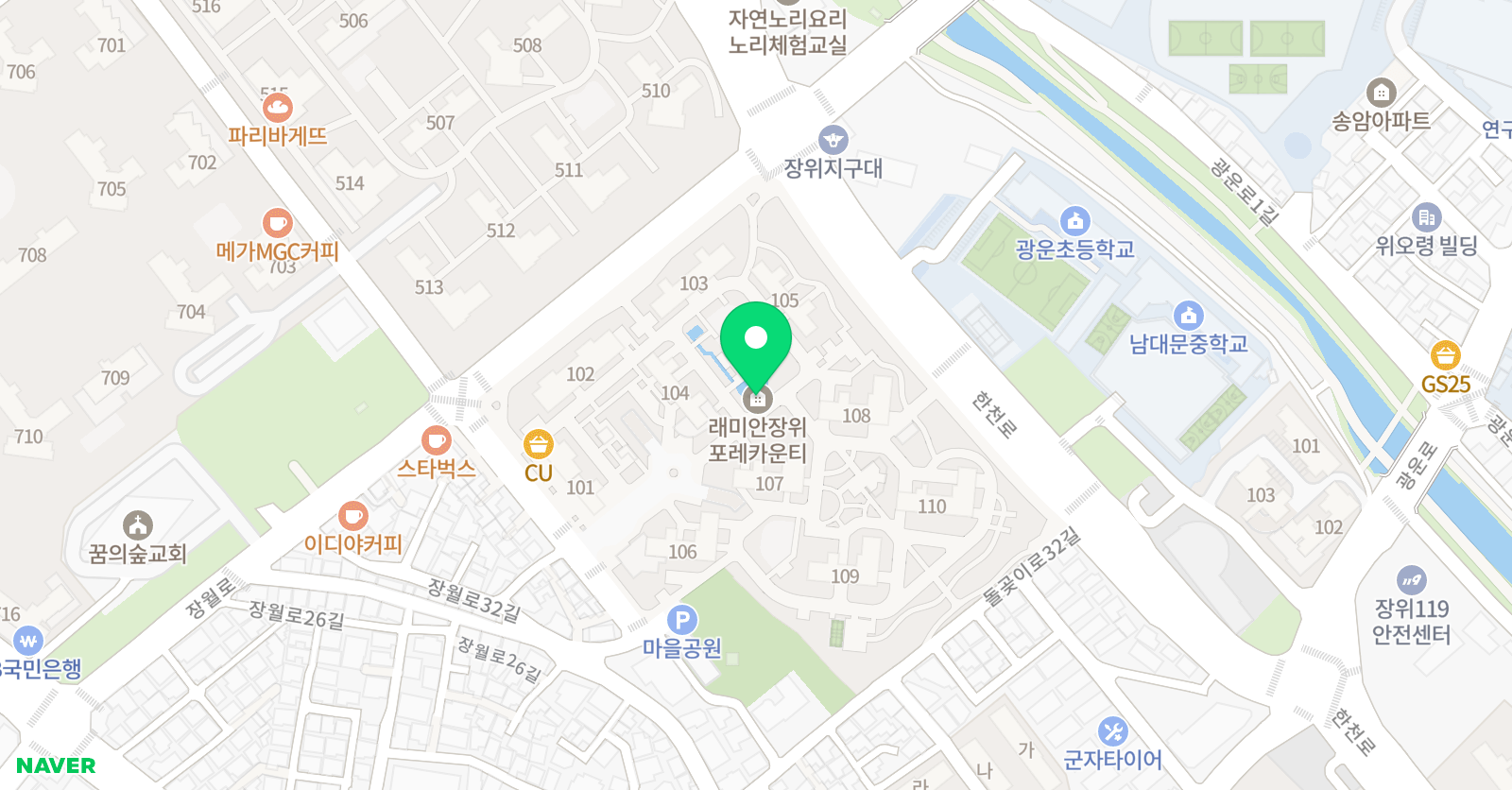 푸르넷 공부방 래미안포레카운티 위치
