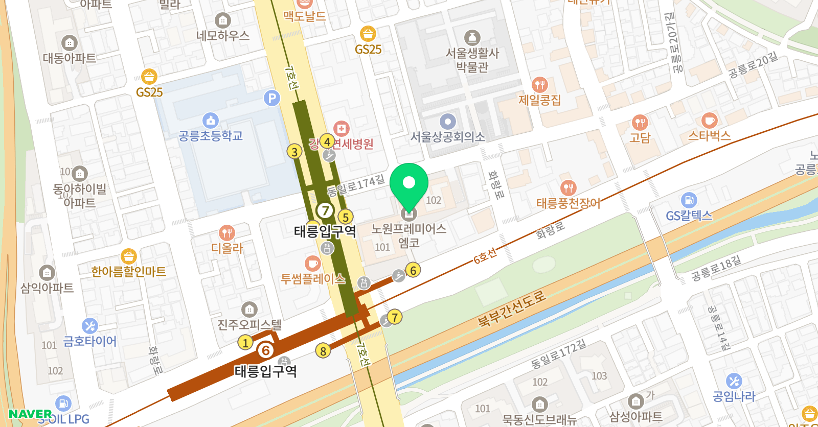 딱풀리는수학 공릉엠코점 위치