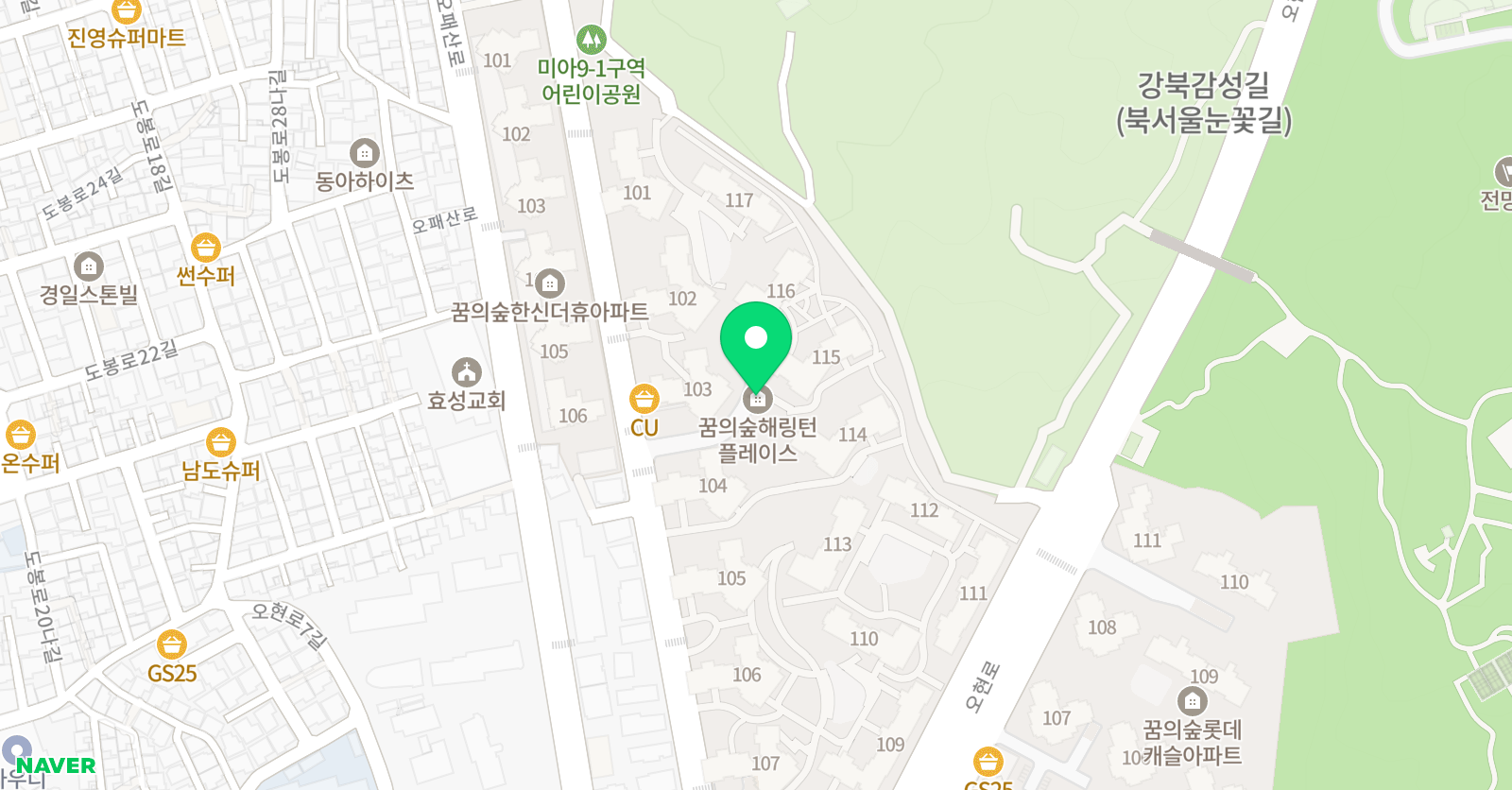 뮤엠영어 꿈의숲해링턴송중NEST 위치
