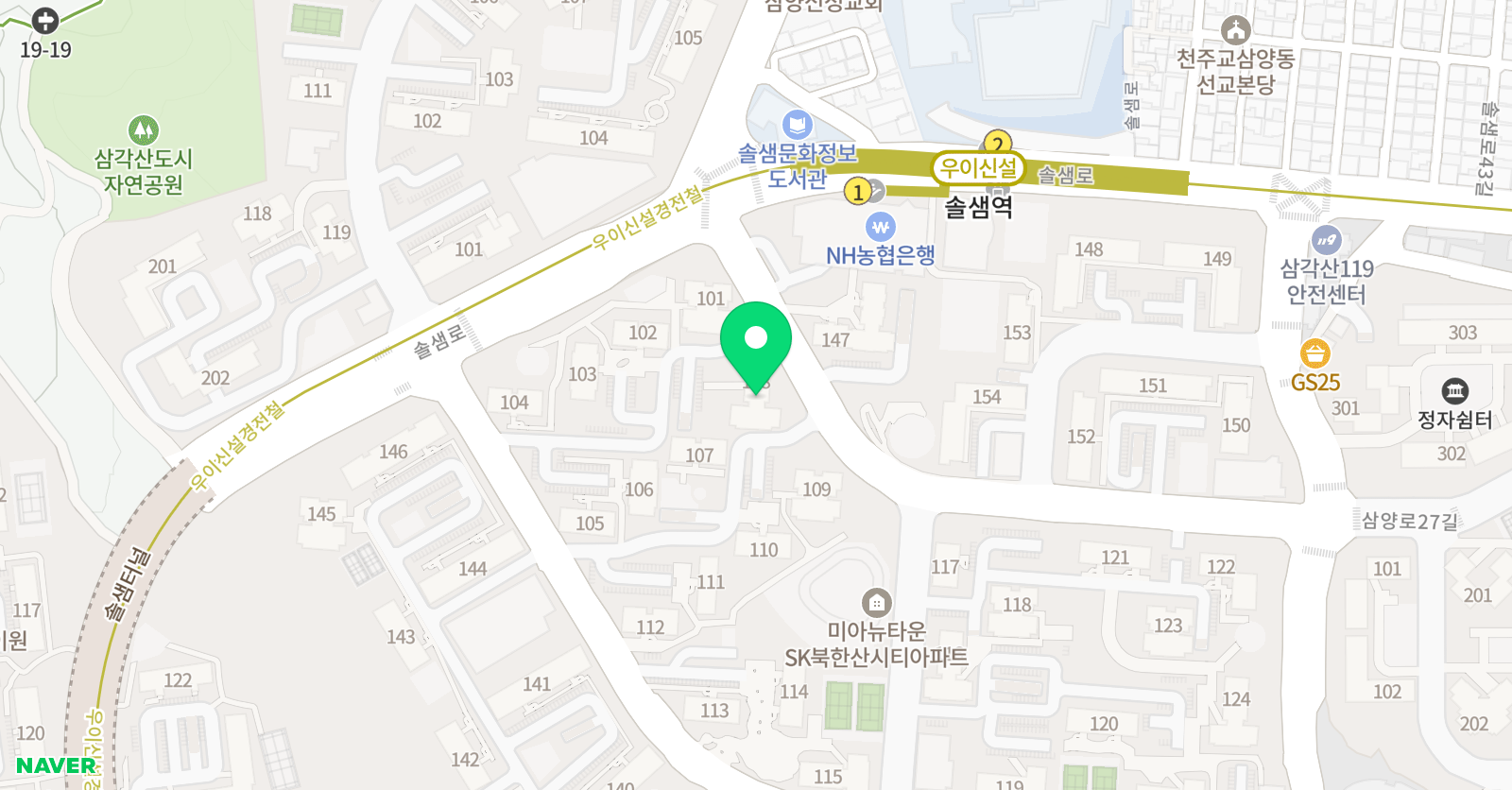 아소비 삼각산SK 북한산시티점 위치