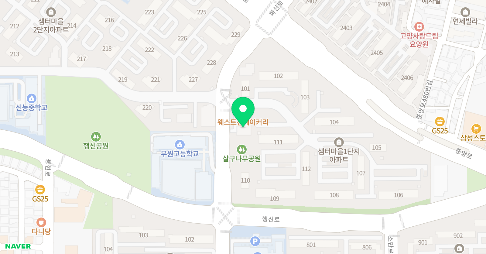 sm 지니 영어학원 샘터점 위치