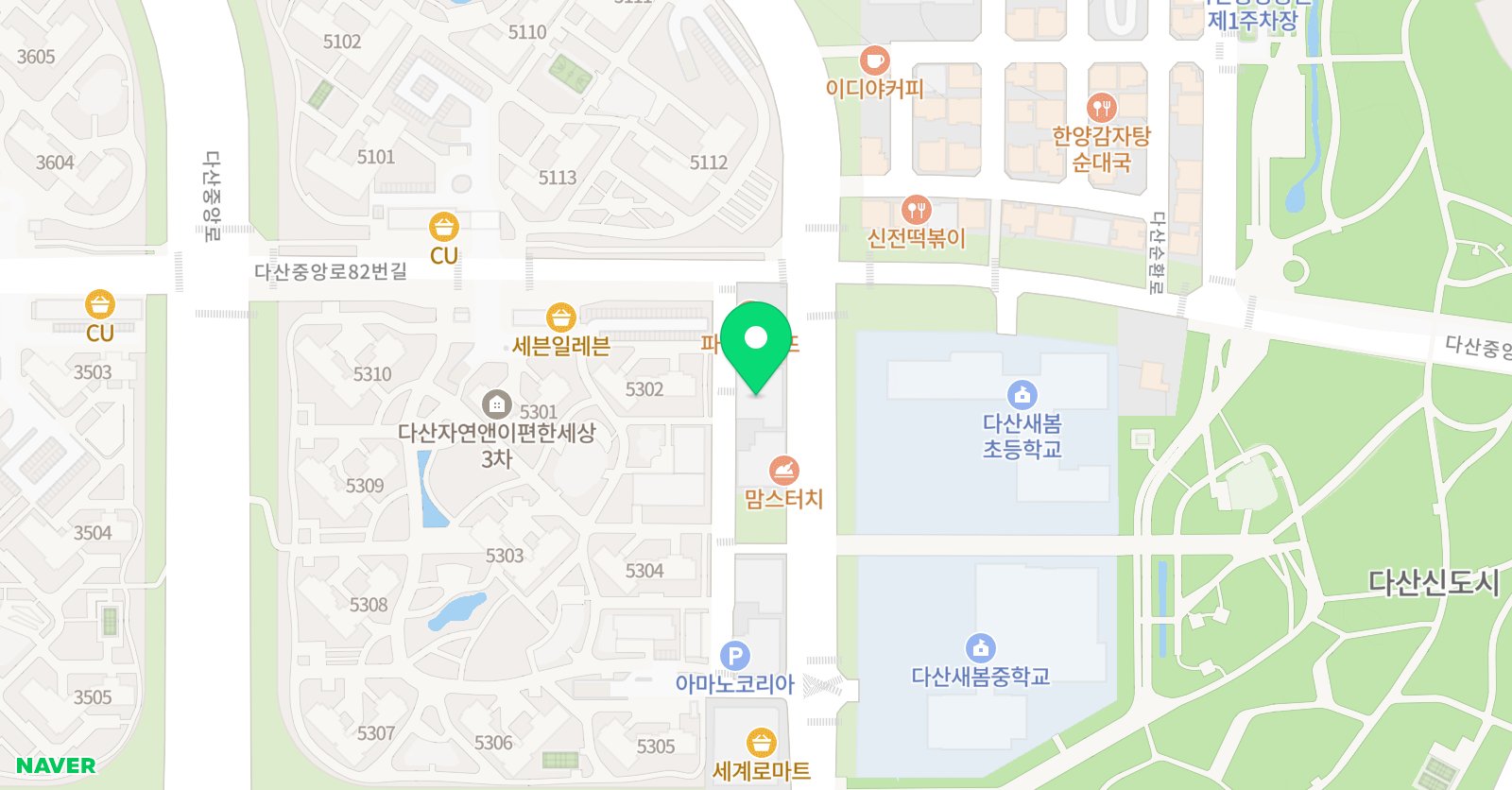 브레이닝클래스 잉글리시아이 다산새봄초학원 위치
