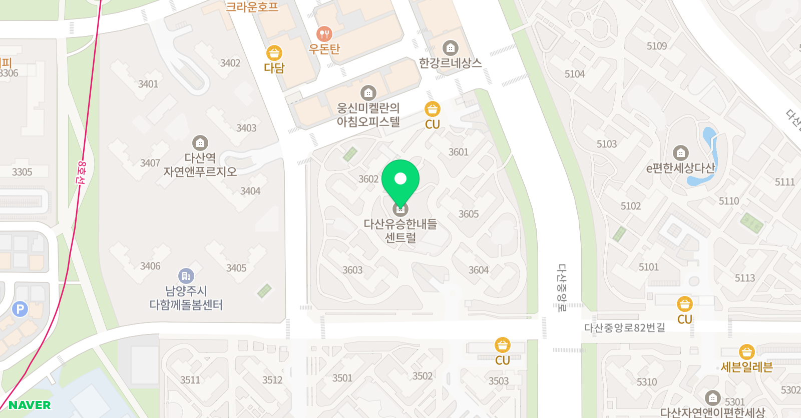 한우리독서논술 다산 유승한내들 위치