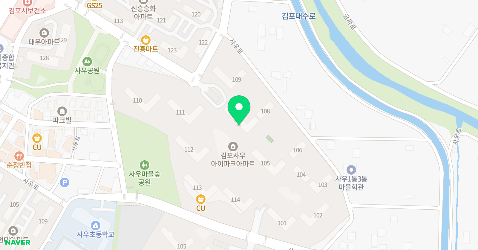 아소비 학원 김포 사우아이파크점 위치