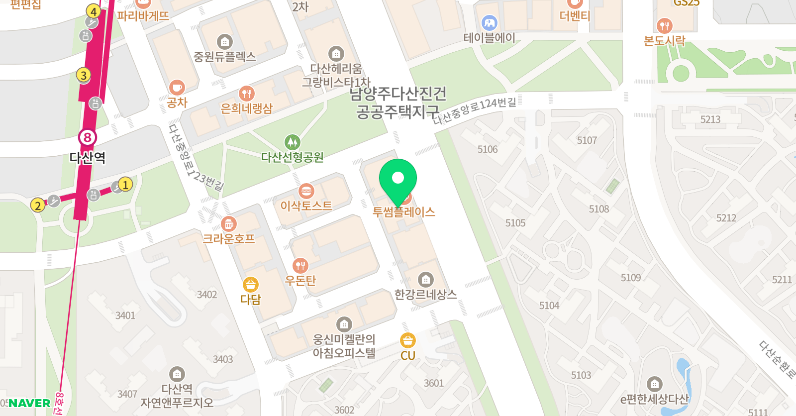 마음숲 아트원 다산점 위치
