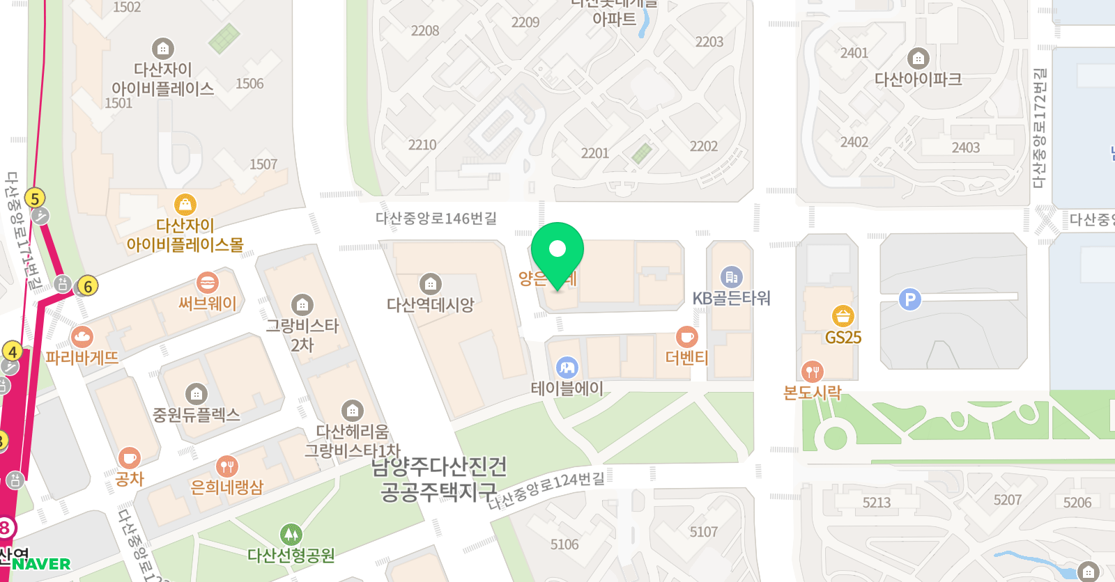 비연성장황지원 국어논술학원 다산분원 위치