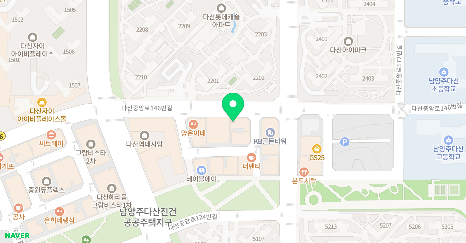 다산 모티프온 국어영어학원 위치
