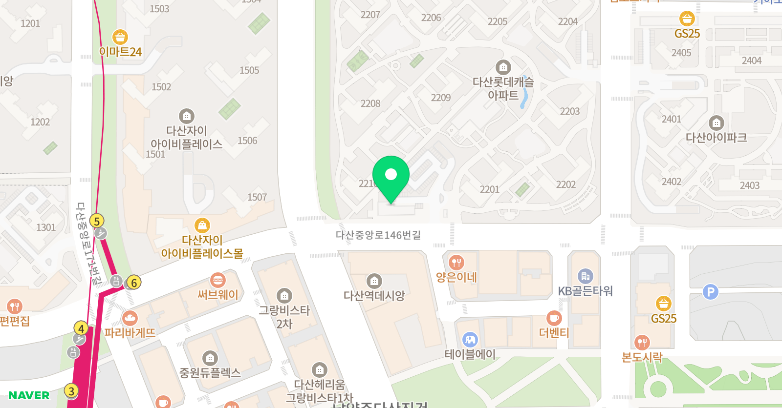 다산키즈아레나 FC 학원 위치