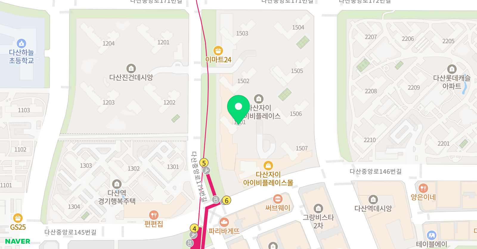 ERC 영어독서클럽 다산자이아이비점 위치