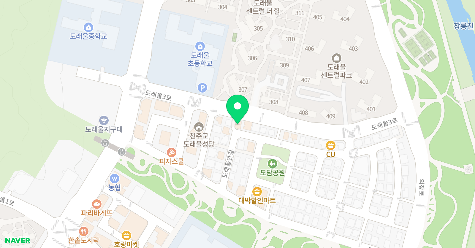 뮤엠영어 도래울제1NEST 위치